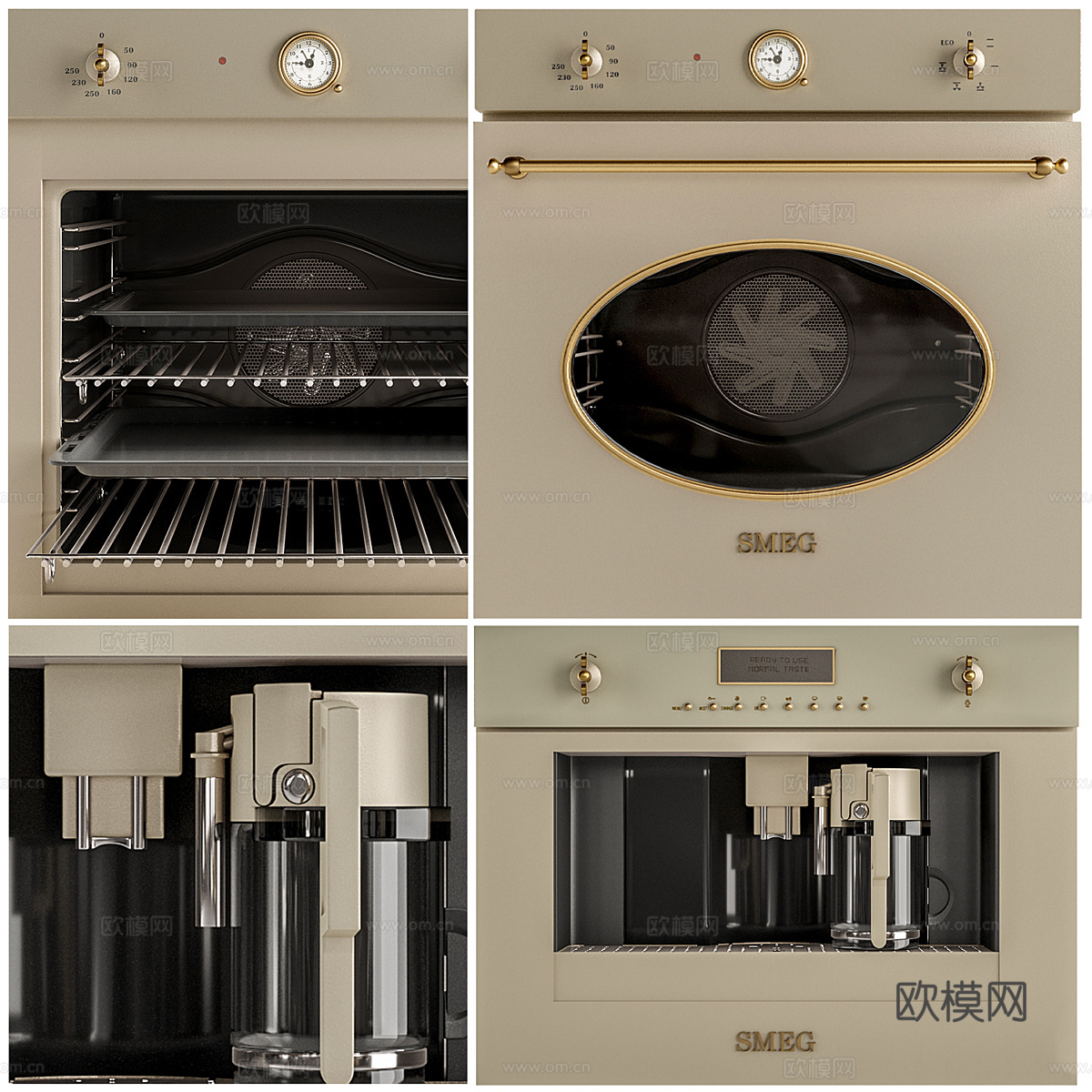 现代奶油风厨房电器3d模型
