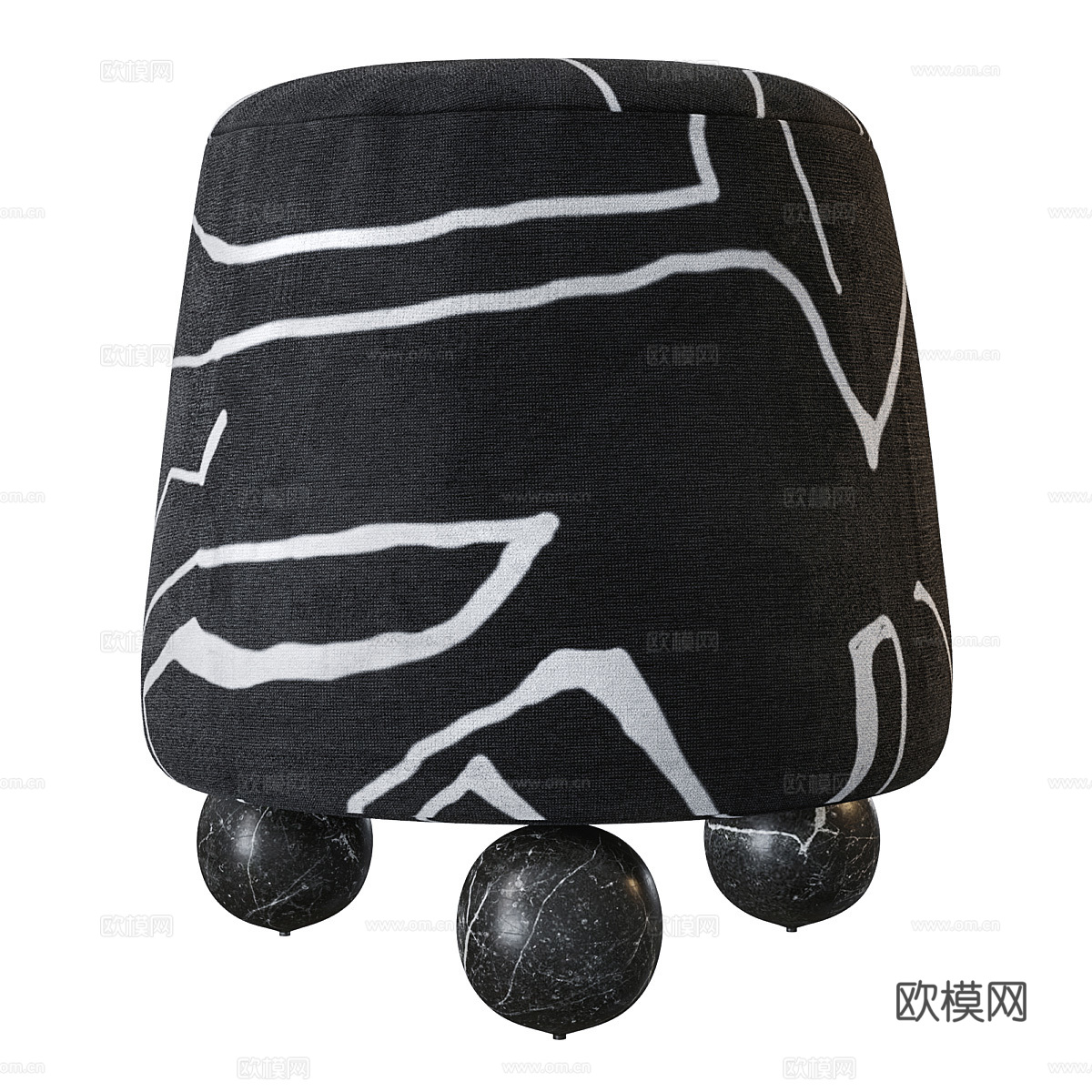 现代意式 Isac 布艺圆凳3d模型