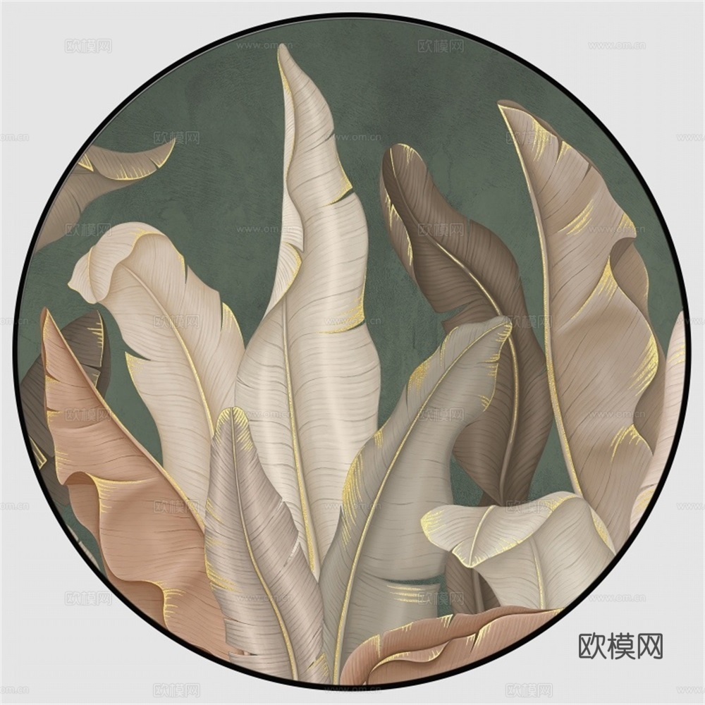 新中式圆形装饰画壁画