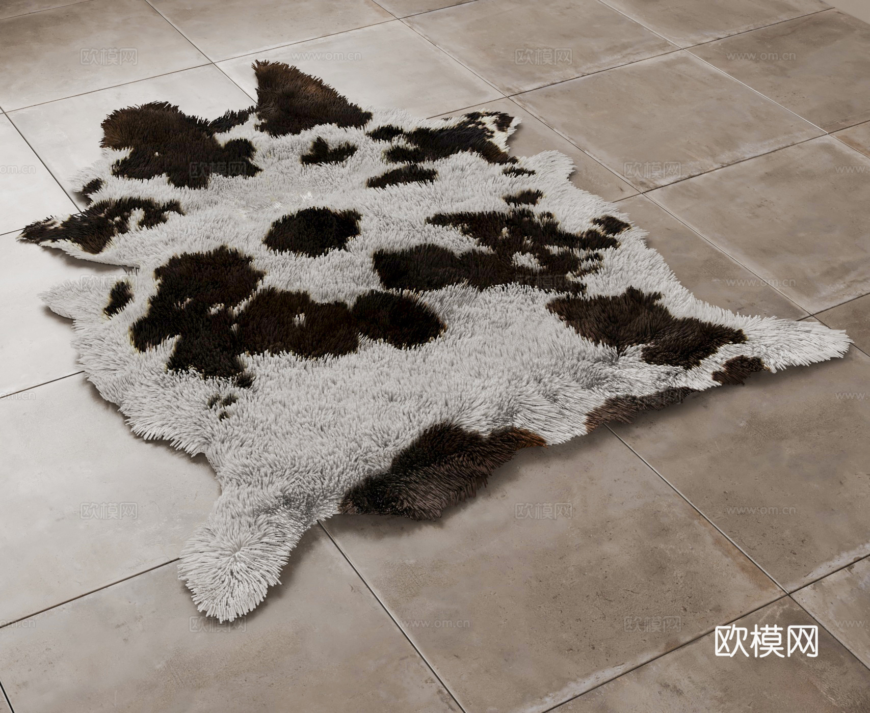奶牛皮地毯 毛绒地毯3d模型
