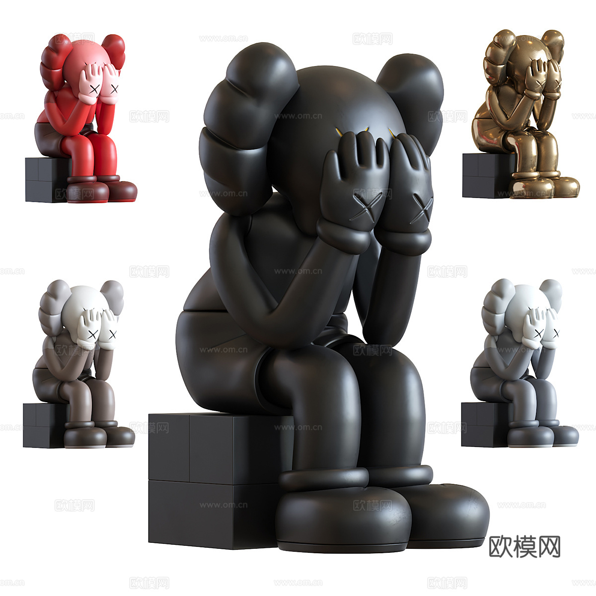 现代意式 KAWS 公仔雕塑3d模型