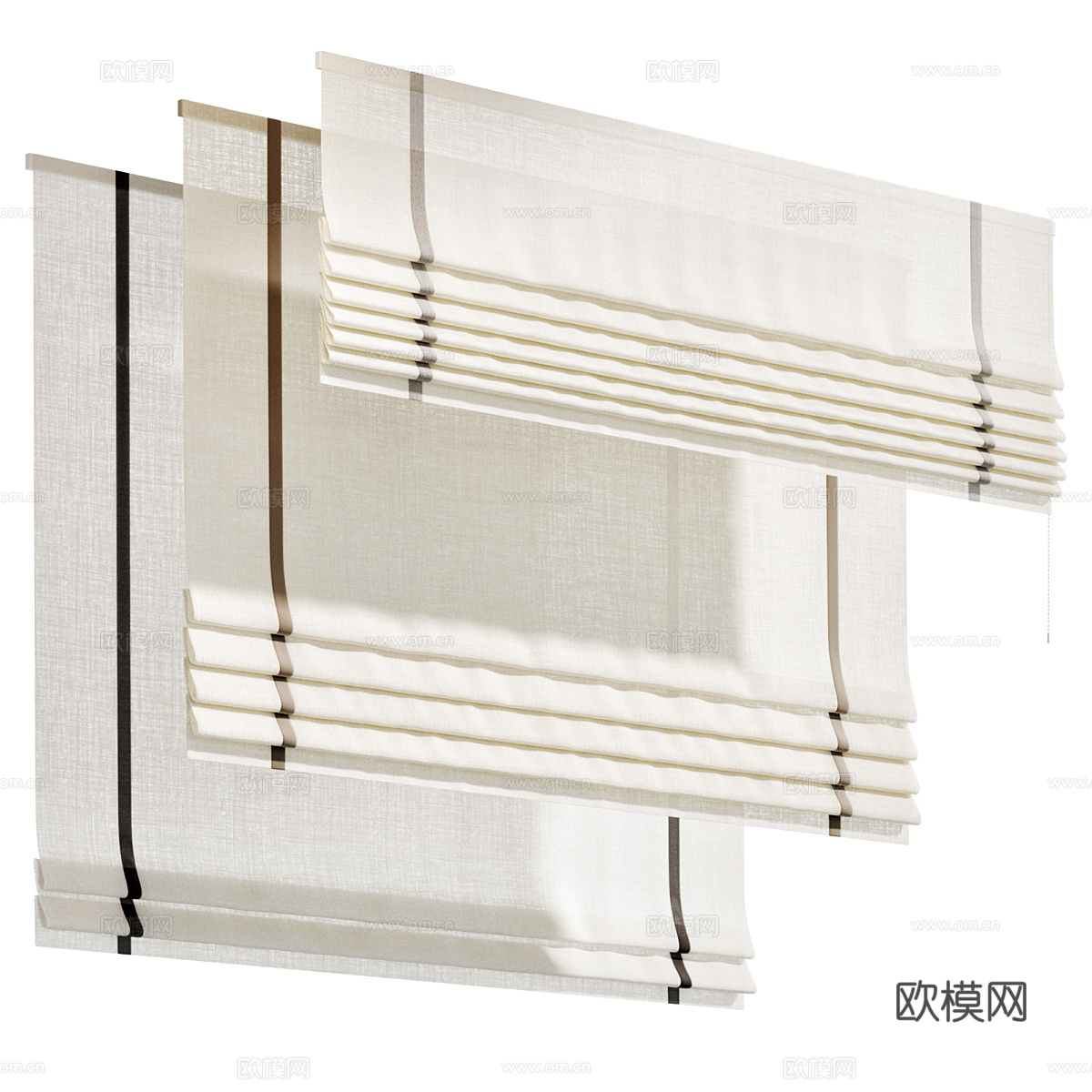 新中式布艺罗马帘3d模型