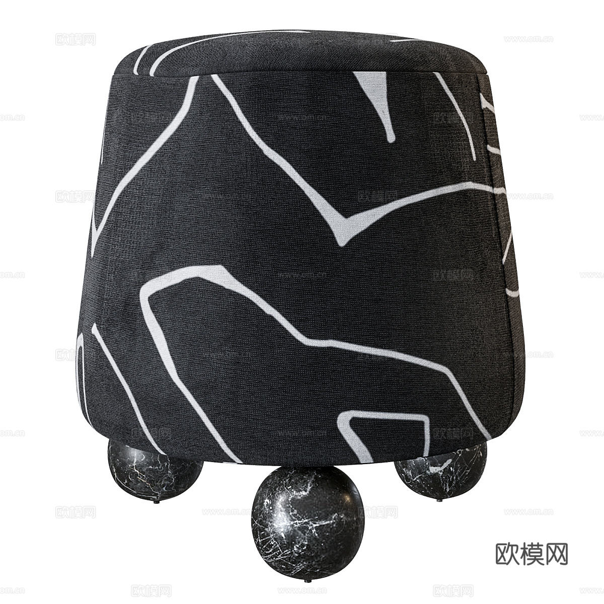 现代意式 Isac 布艺圆凳3d模型