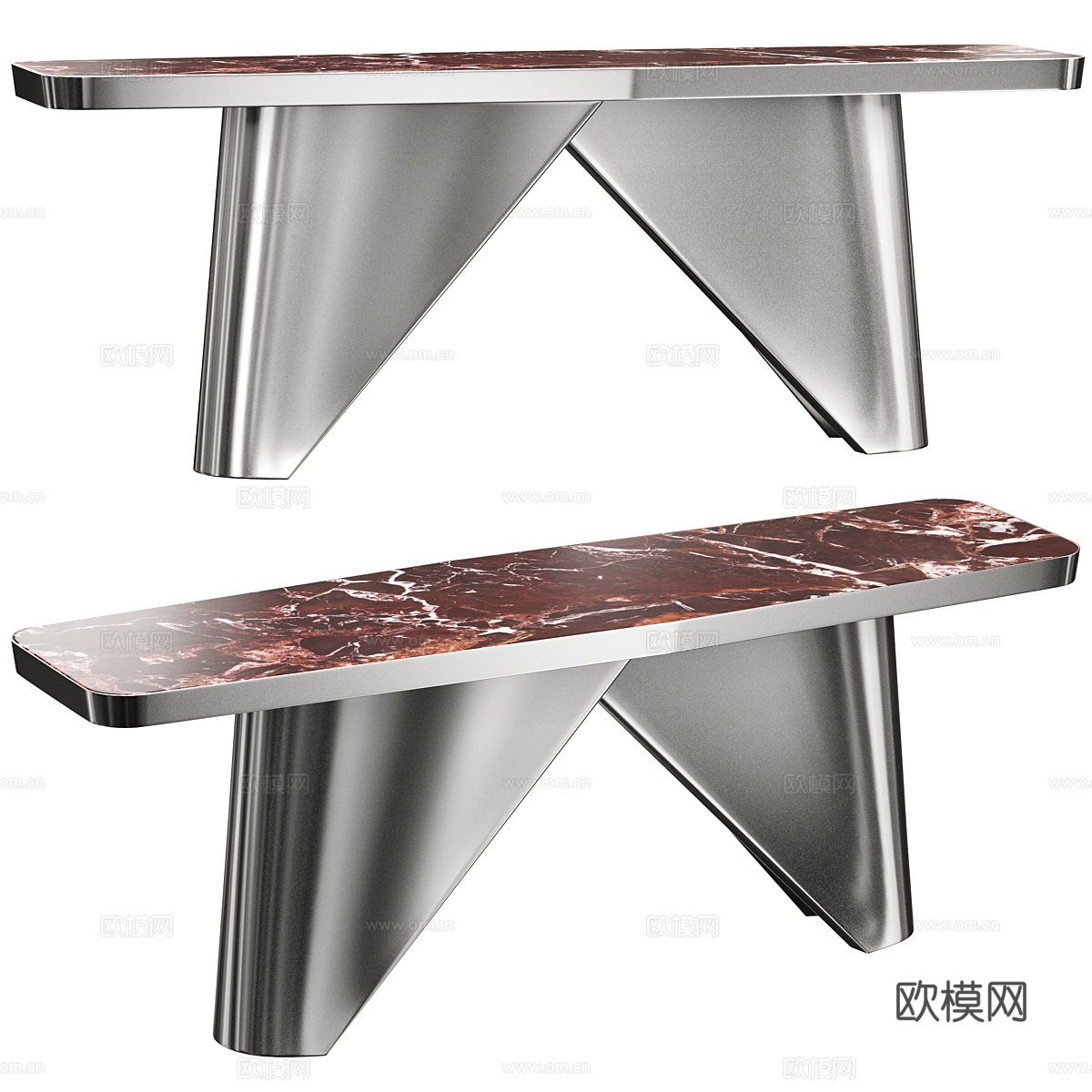 现代意式长餐桌3d模型