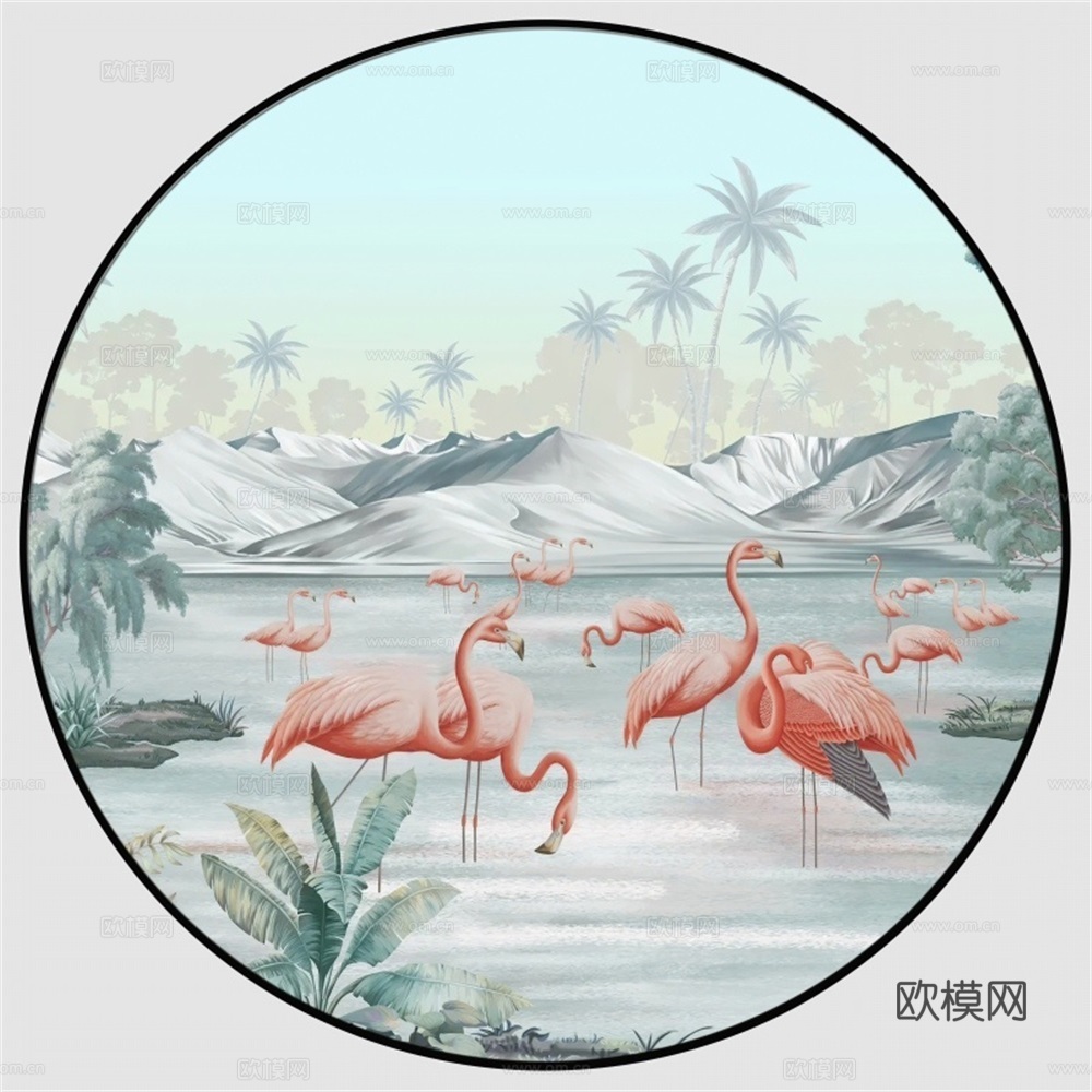 新中式圆形装饰画壁画