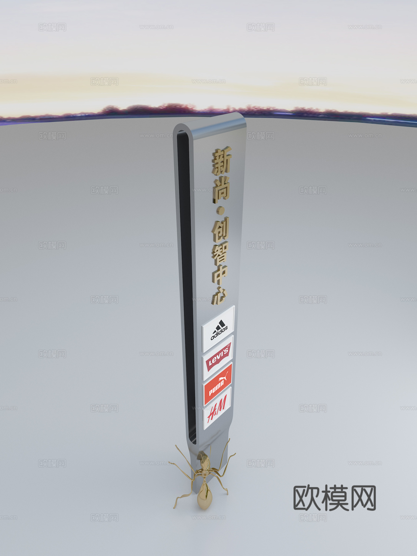 现代广场精神堡垒3d模型