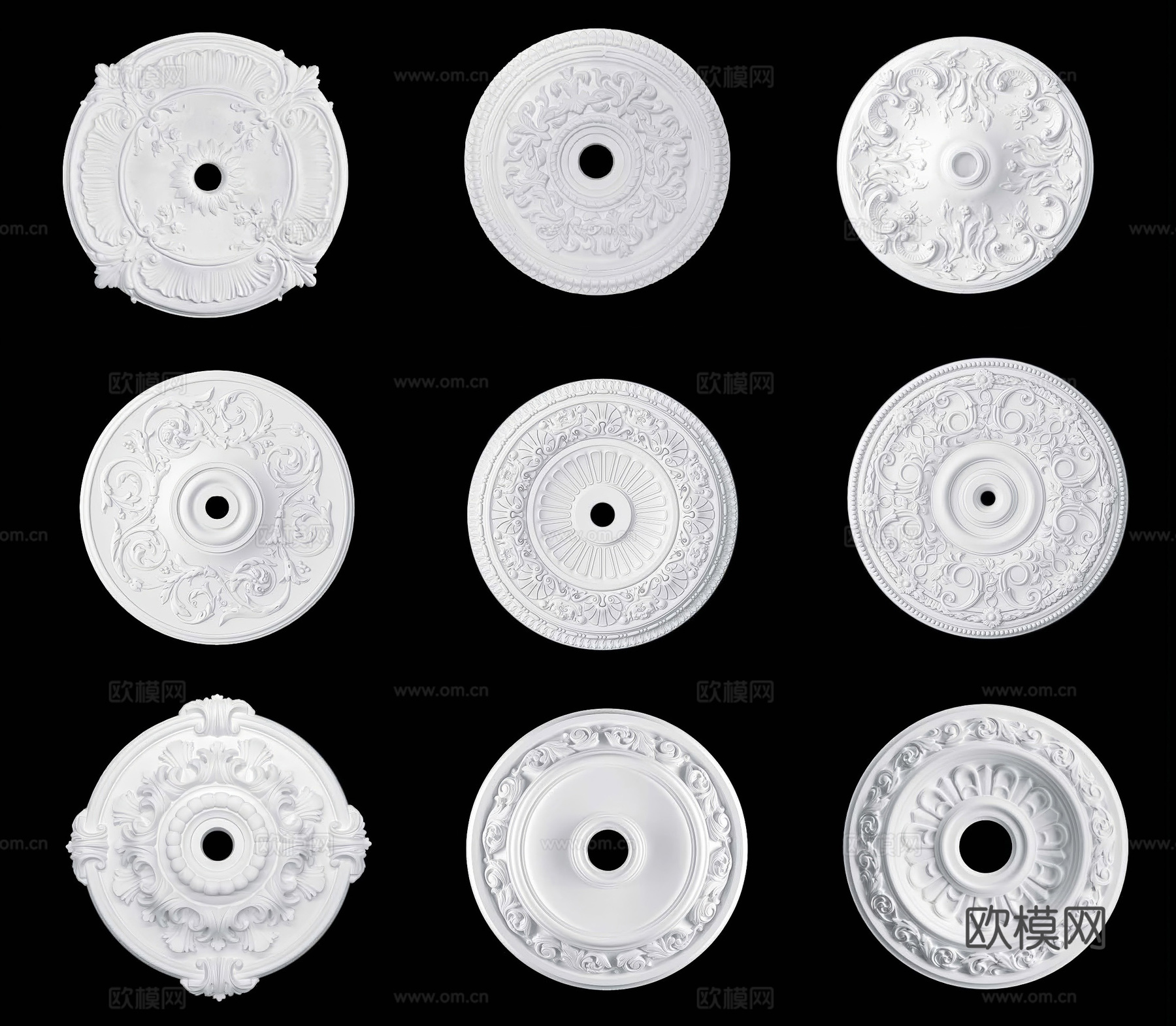 欧式雕花灯盘 灯盘底座3d模型