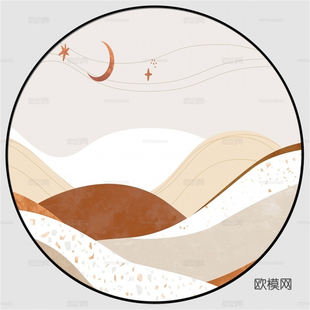 新中式圆形装饰画壁画