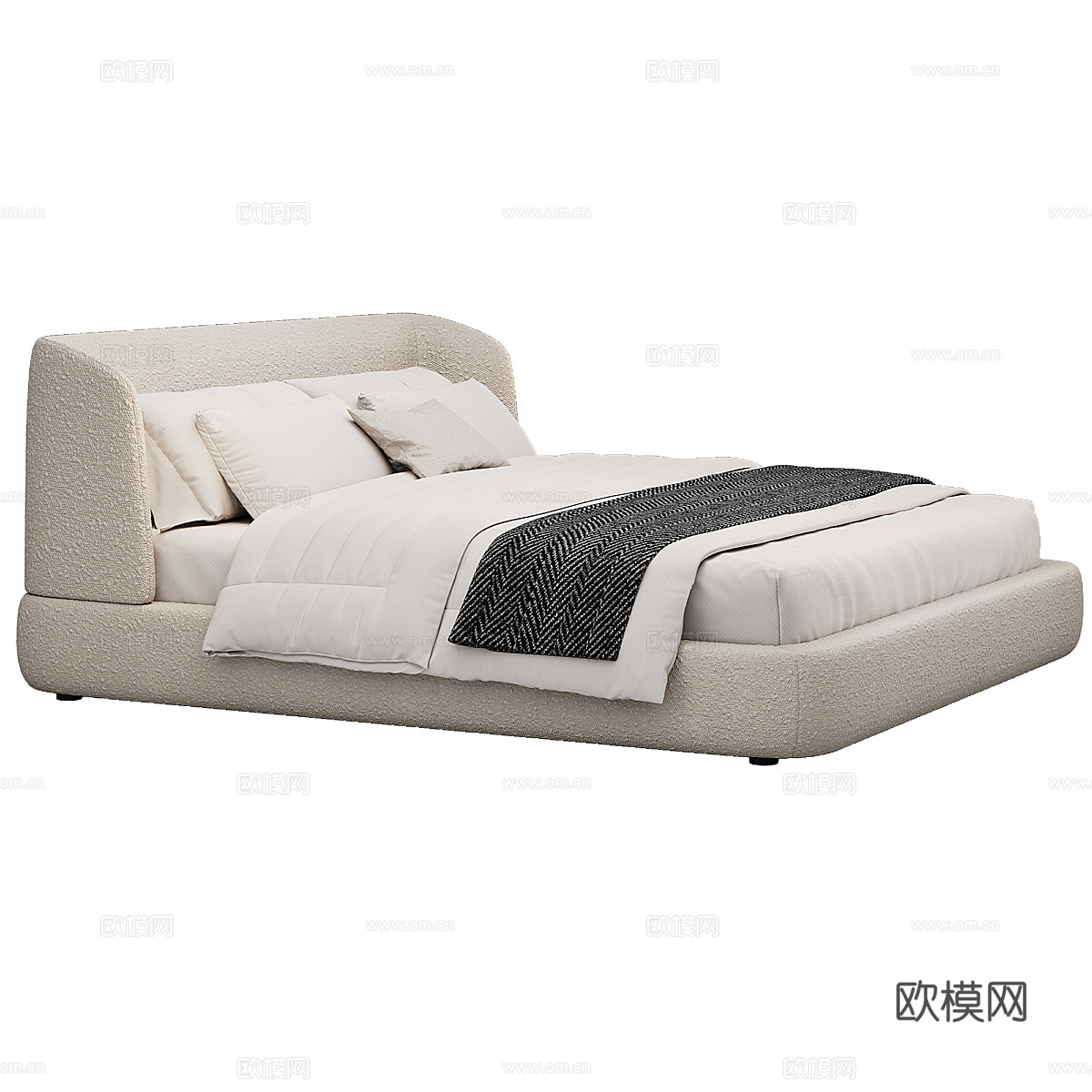 现代意式 MisuraEmme 布艺皮革双人床3d模型
