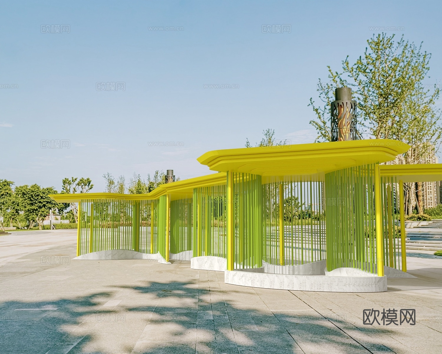 公用椅公园椅公园休闲椅公园景3d模型