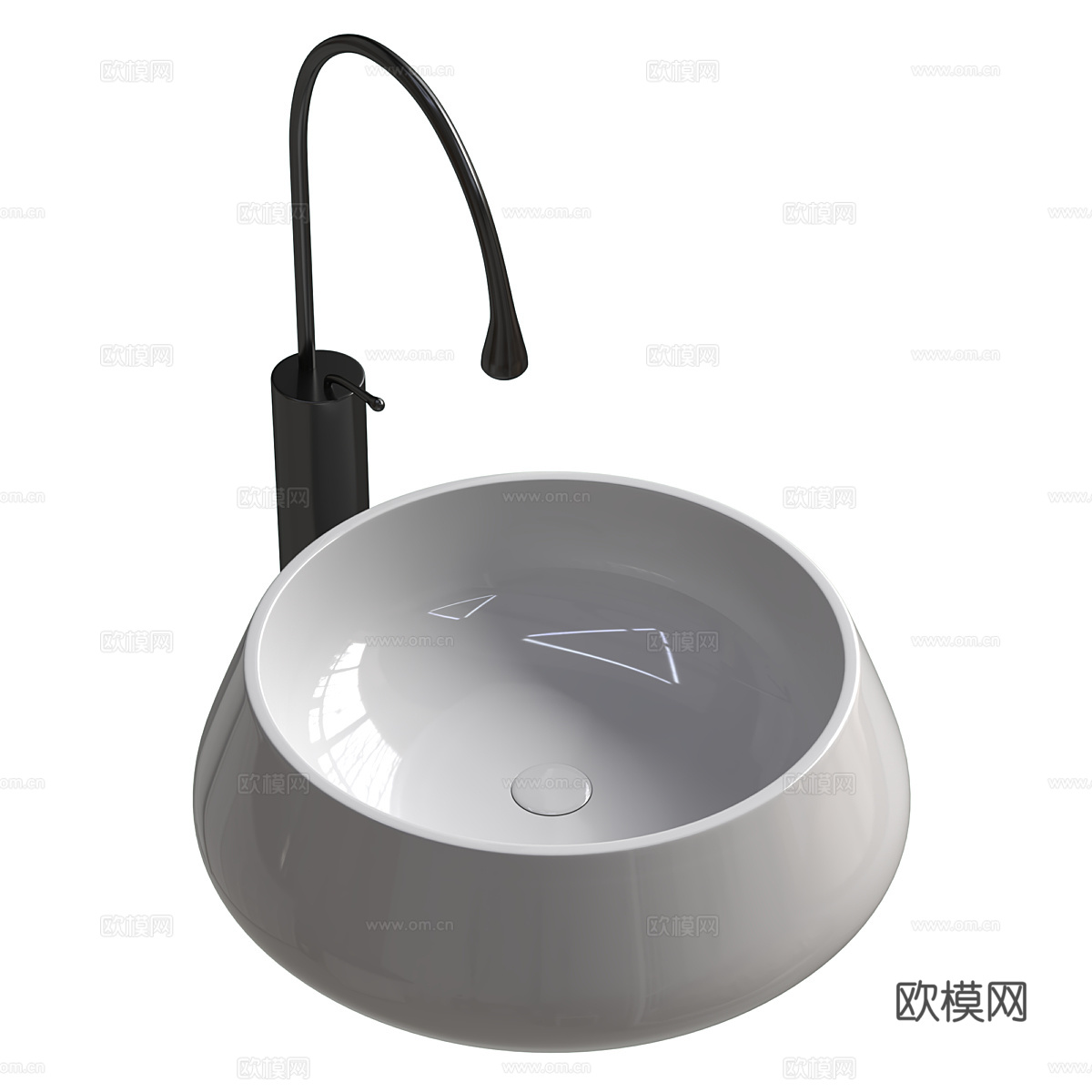 现代意式极简圆形陶瓷台盆3d模型