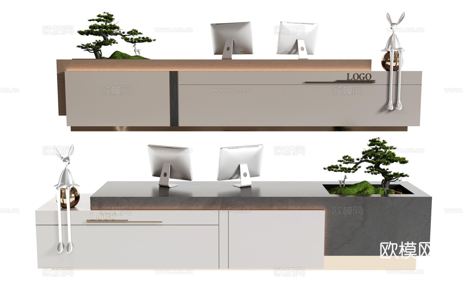 现代接待台3d模型