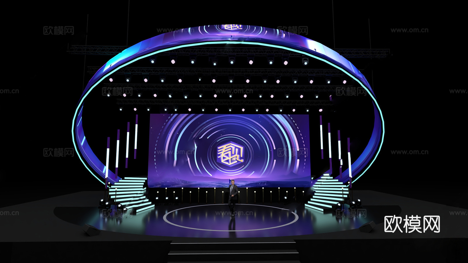 现代风格舞台  演唱会 舞台灯 舞台美陈su模型