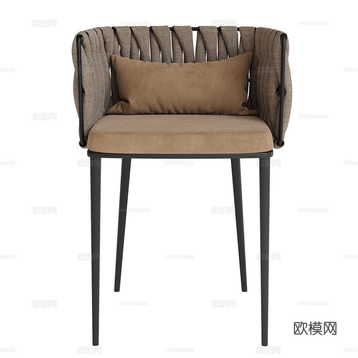 现代意式布艺藤编单椅3d模型
