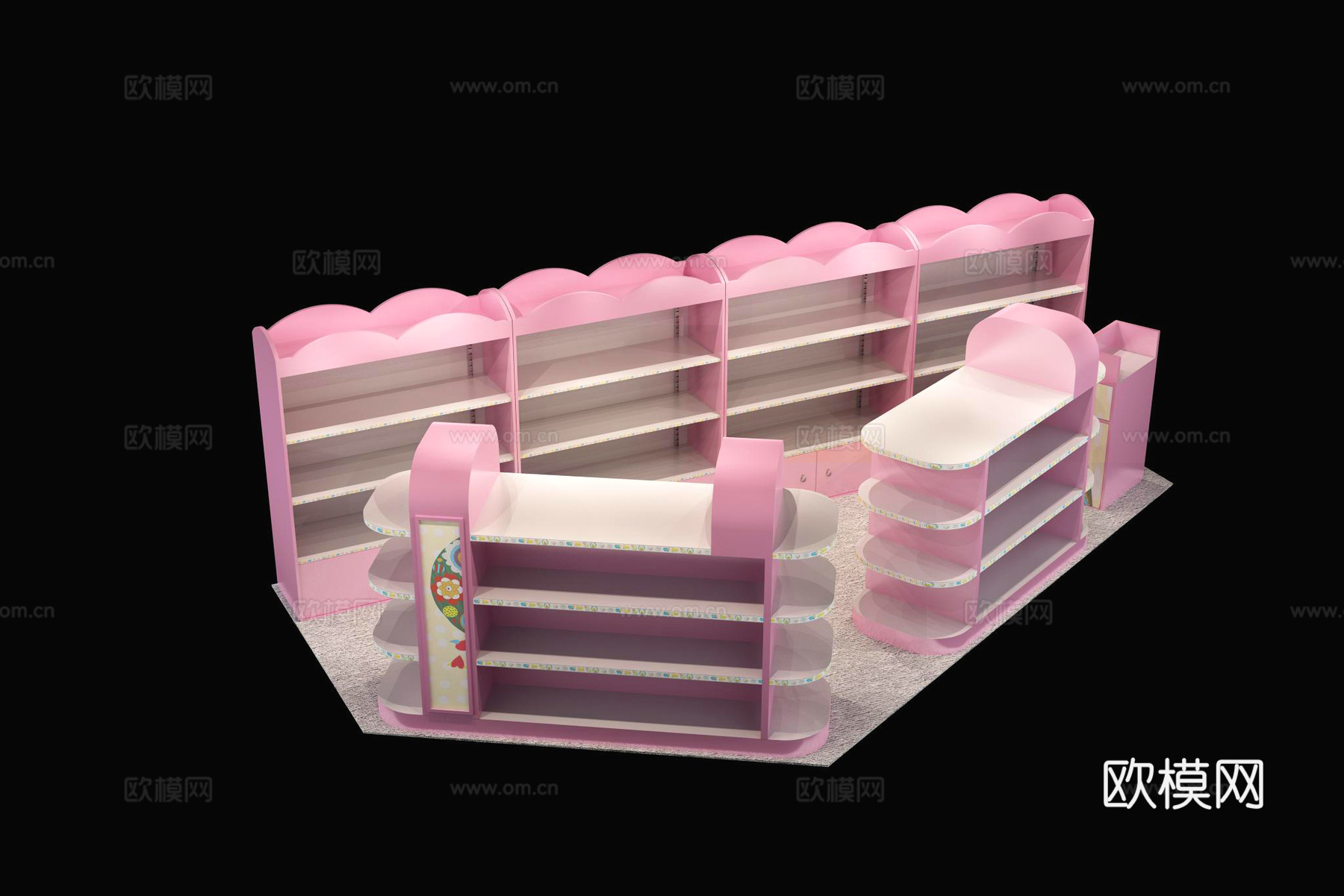 商场精品店饰品店现代商品展柜货架3d模型