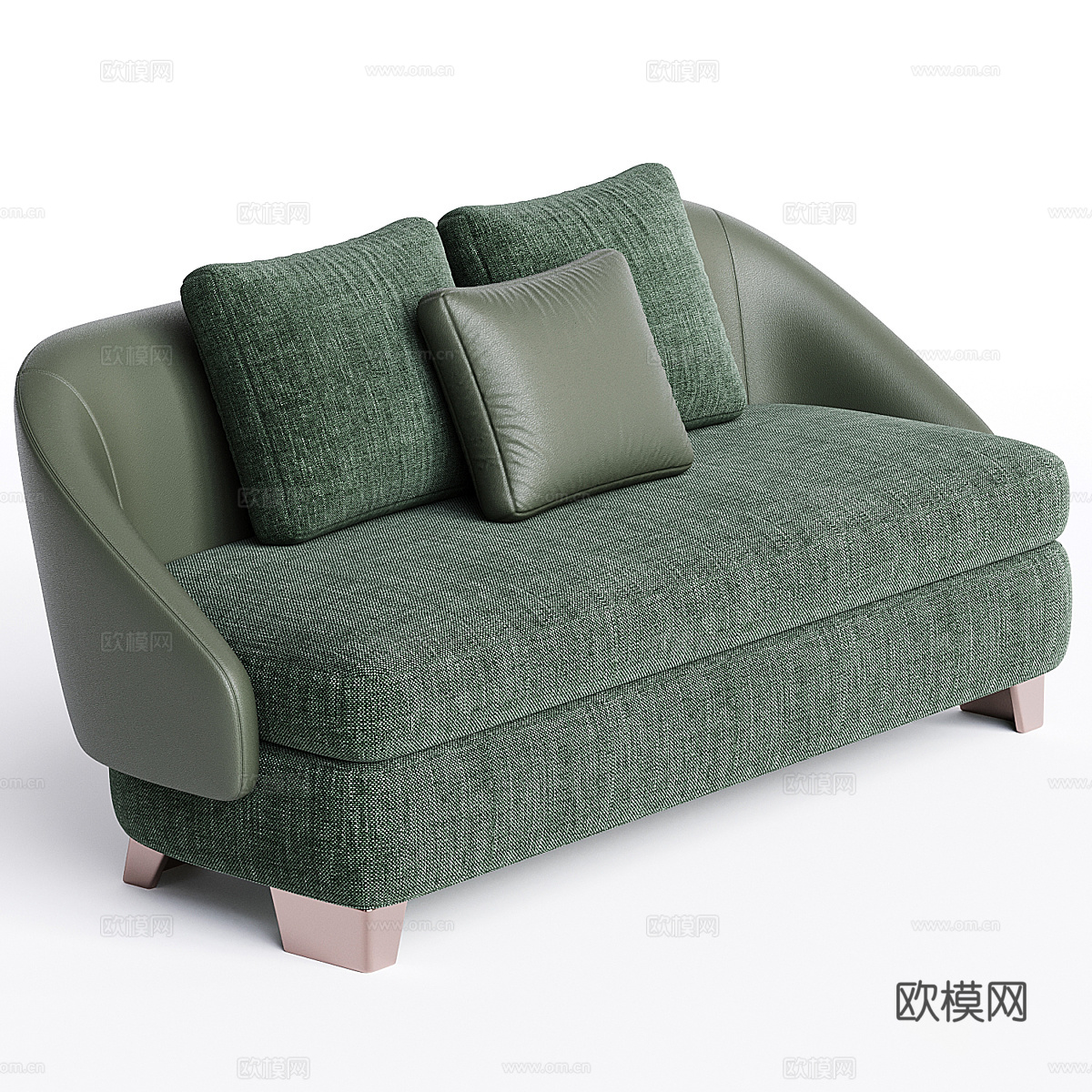 现代意式 LAWSON 布艺皮革休闲沙发3d模型