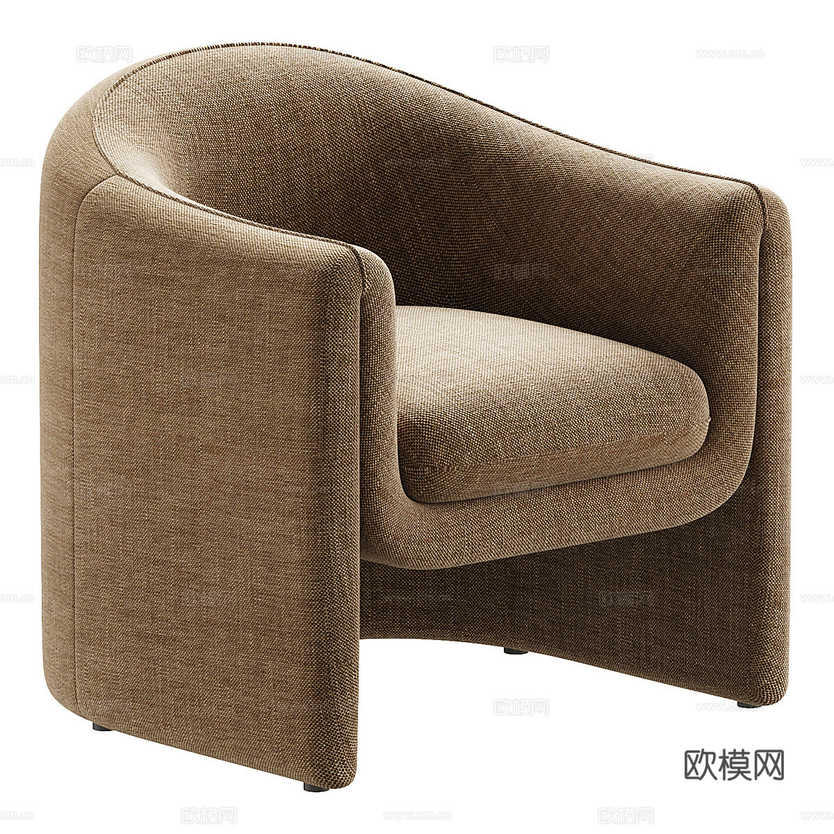 现代意式奶油风米色 Tami 布艺扶手椅3d模型