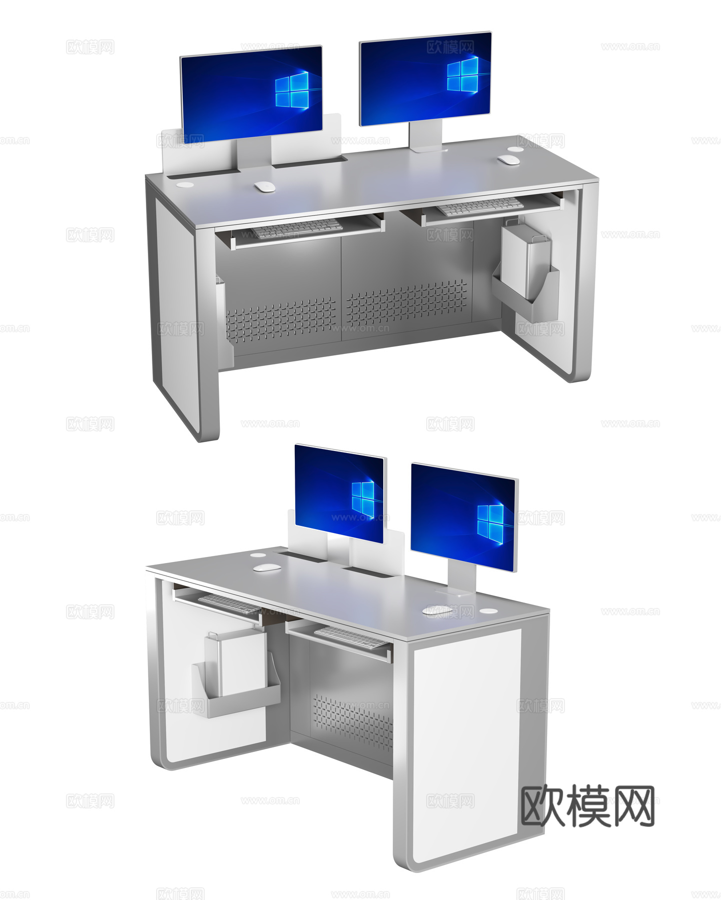 双人电脑桌 电脑室桌 培训桌 多功能培训桌3d模型