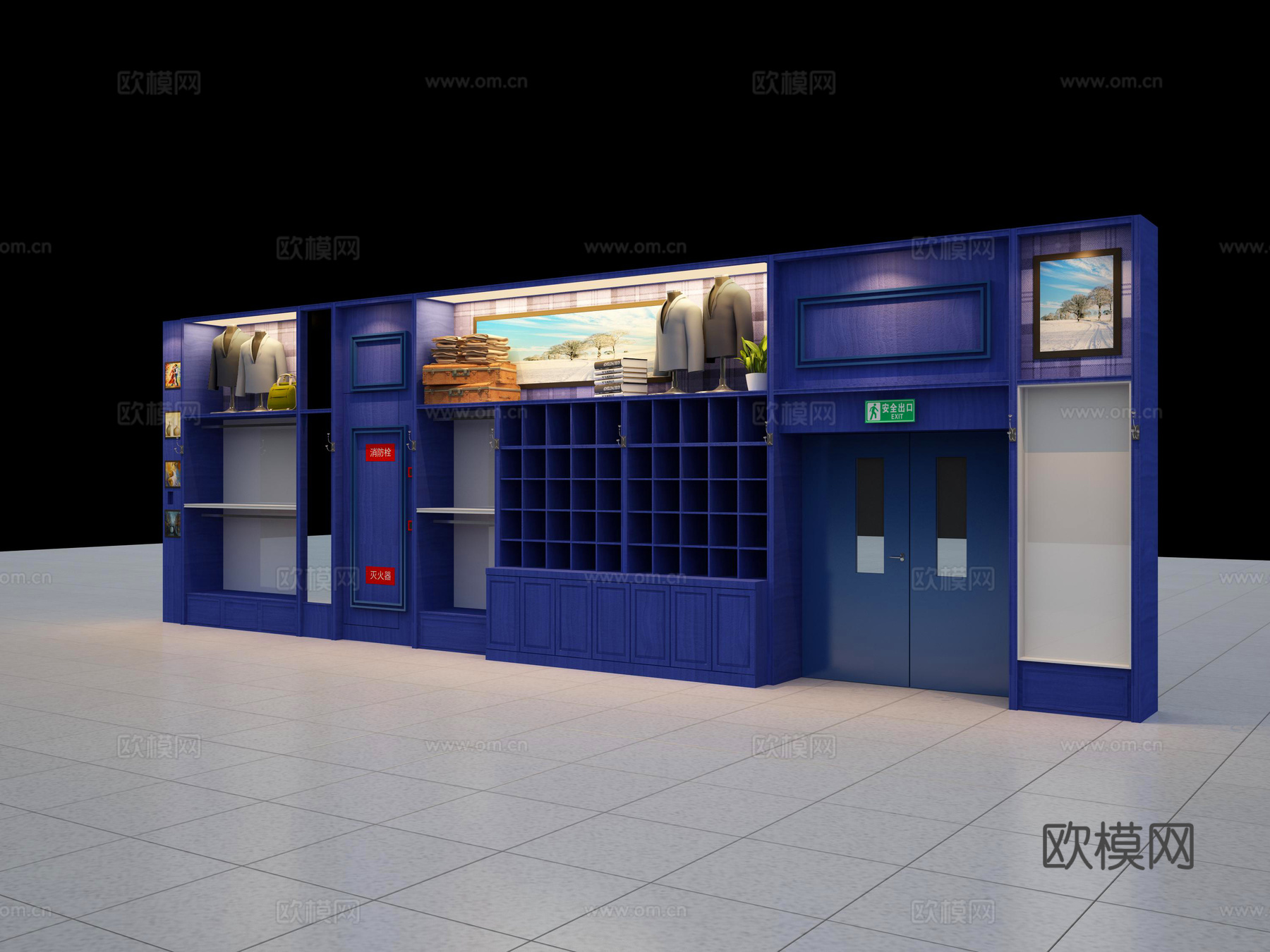 英纶风服务训陈列美陈服装店衣柜展柜3d模型