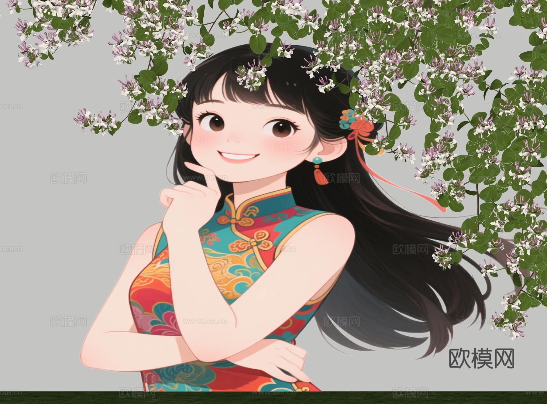 网红打卡墙 治愈少女围墙 美陈花朵围墙 植物花卉 藤爬植物花su模型