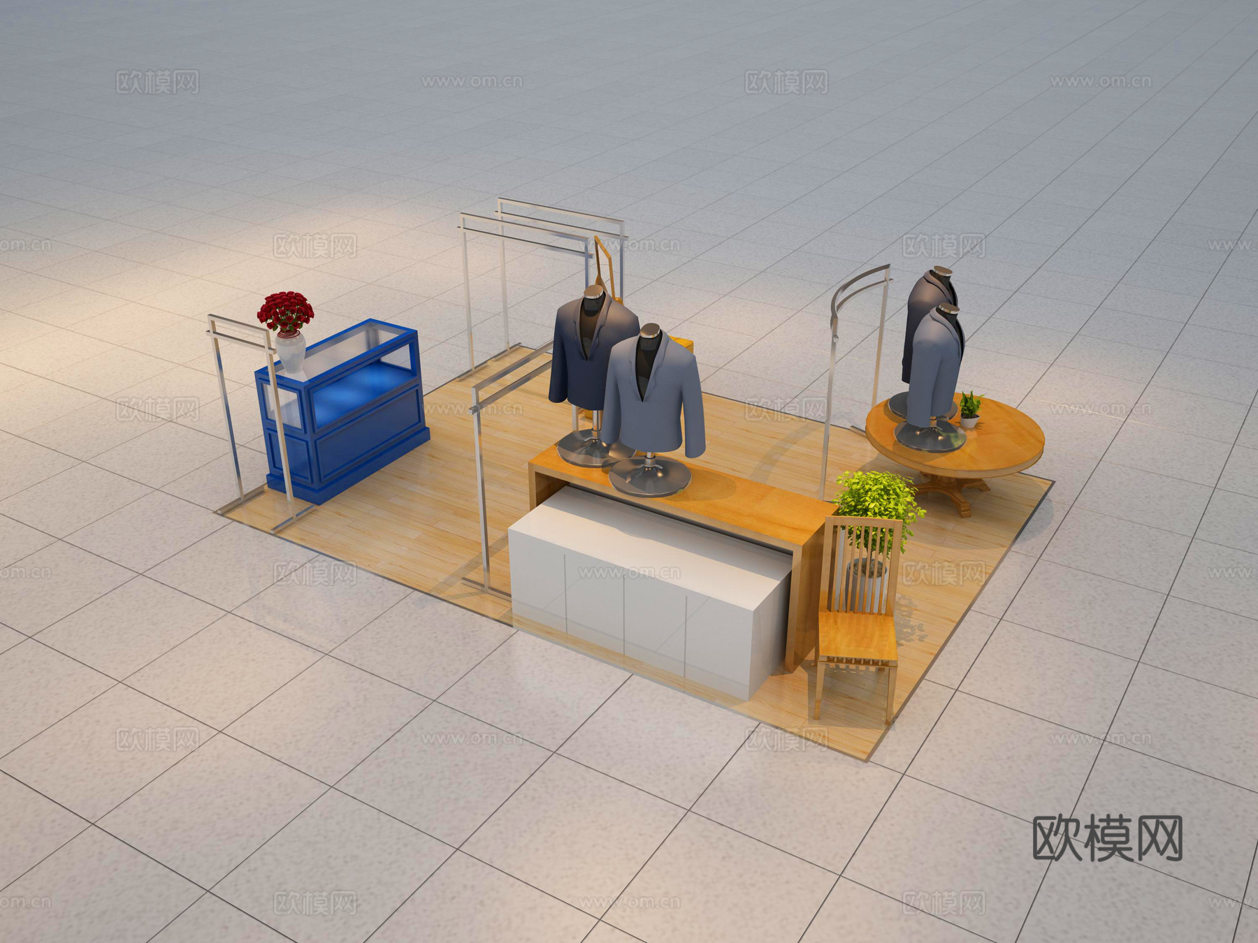 英纶风服务训陈列美陈服装店衣柜展柜3d模型