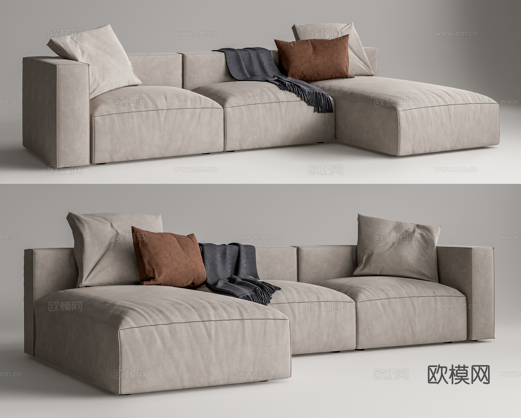现代多人沙发 转角沙发 模块沙发 豆腐块沙发3d模型下载