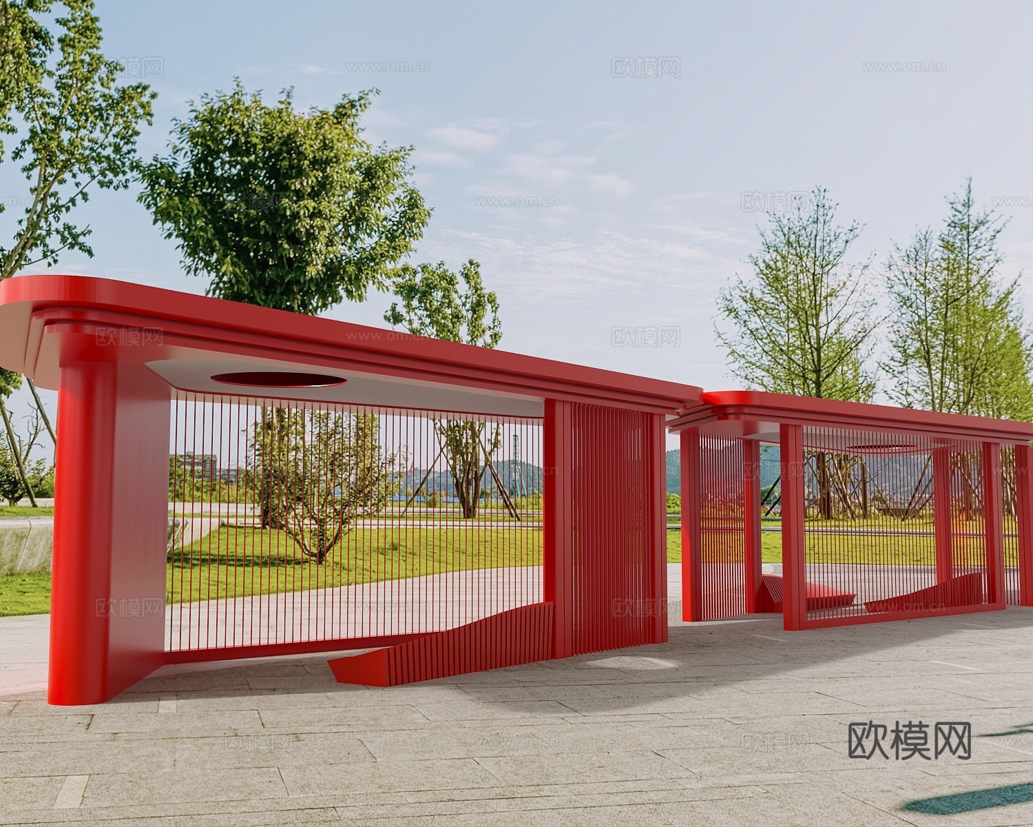 公用椅公园椅公园休闲椅公园景3d模型