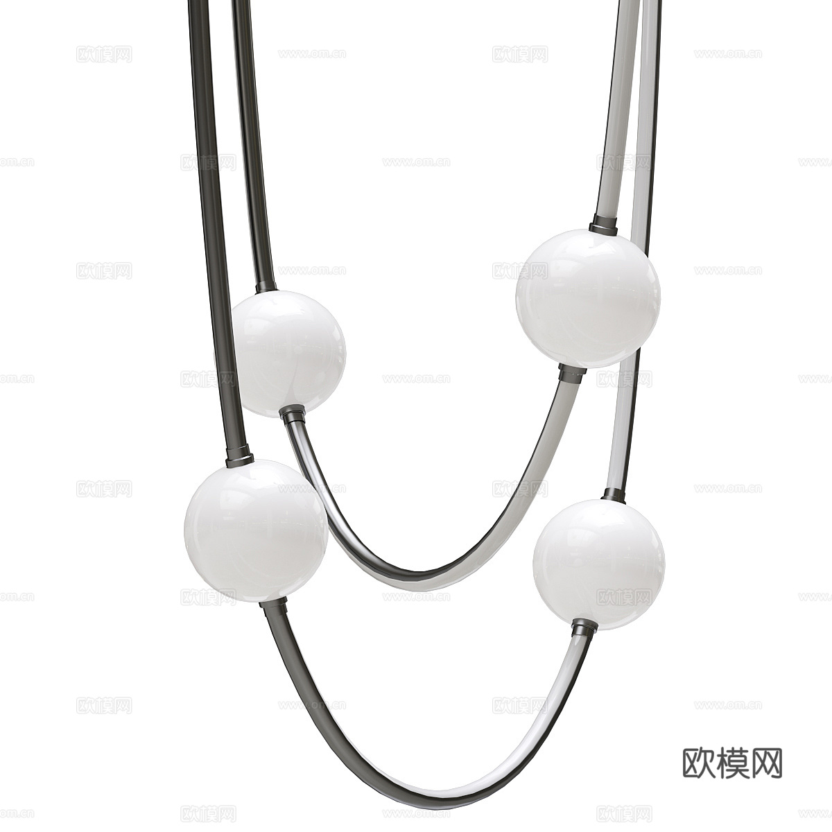 现代意式轻奢线性装饰吊灯3d模型