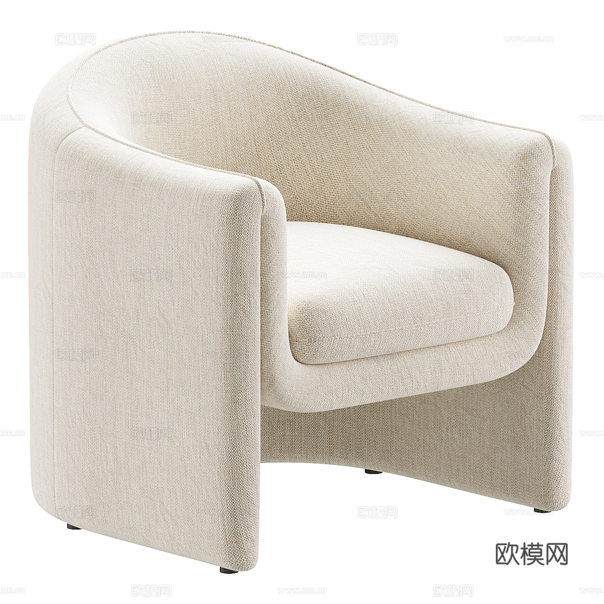 现代意式奶油风米色 Tami 布艺扶手椅3d模型
