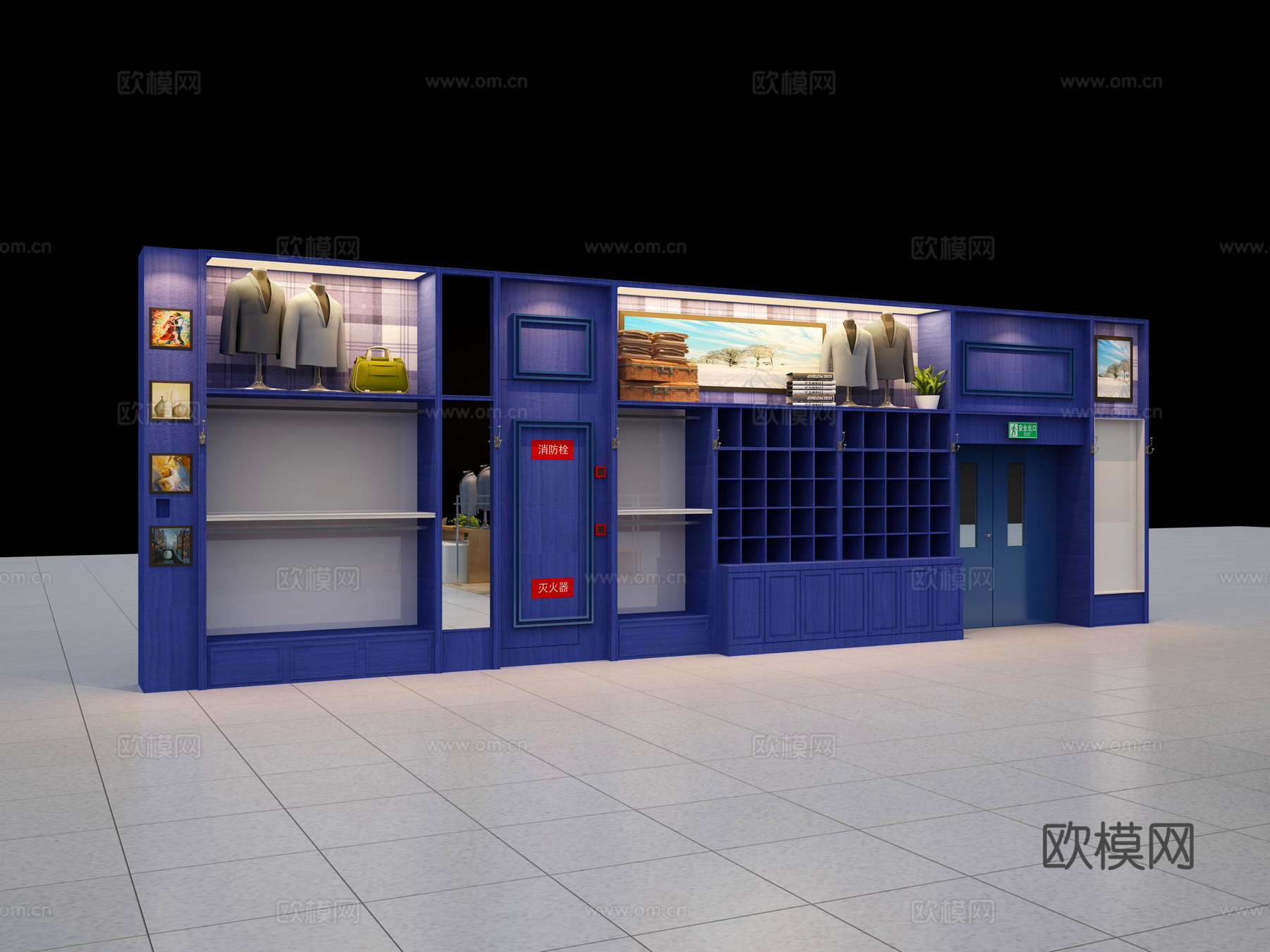 英纶风服务训陈列美陈服装店衣柜展柜3d模型