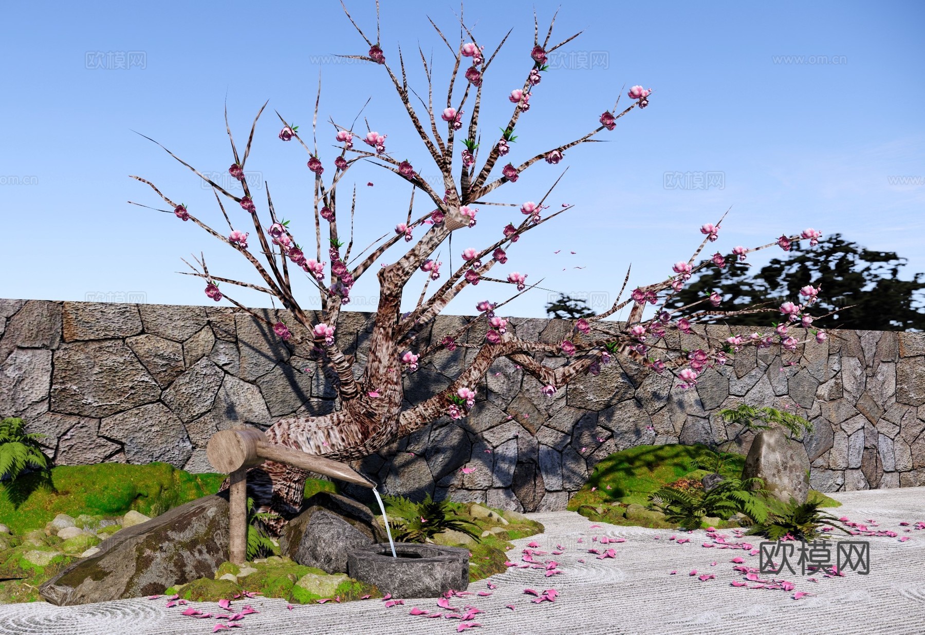乔木 老桩桃花树 庭院桃花树 海棠花树 樱花树 景观造型花树su模型