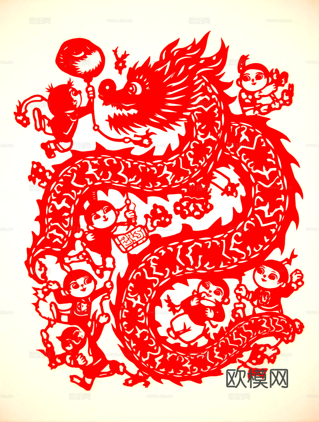 民俗剪纸窗花装饰画 龙