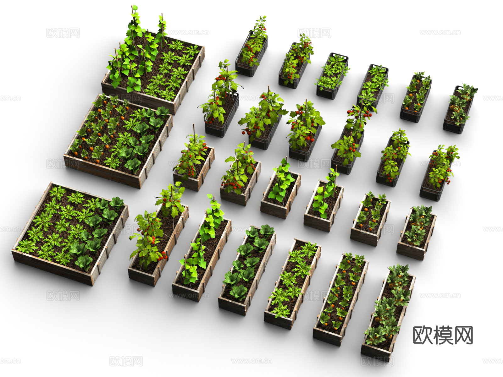 绿色植物  贫民区建筑  废土风格 绿色盆栽 未来末日风格3d模型