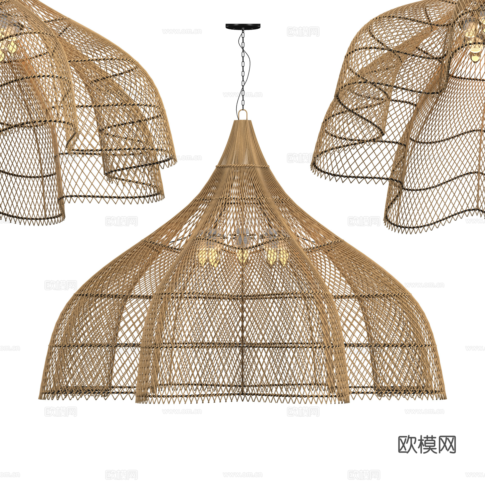 新中式侘寂藤编装饰吊灯3d模型