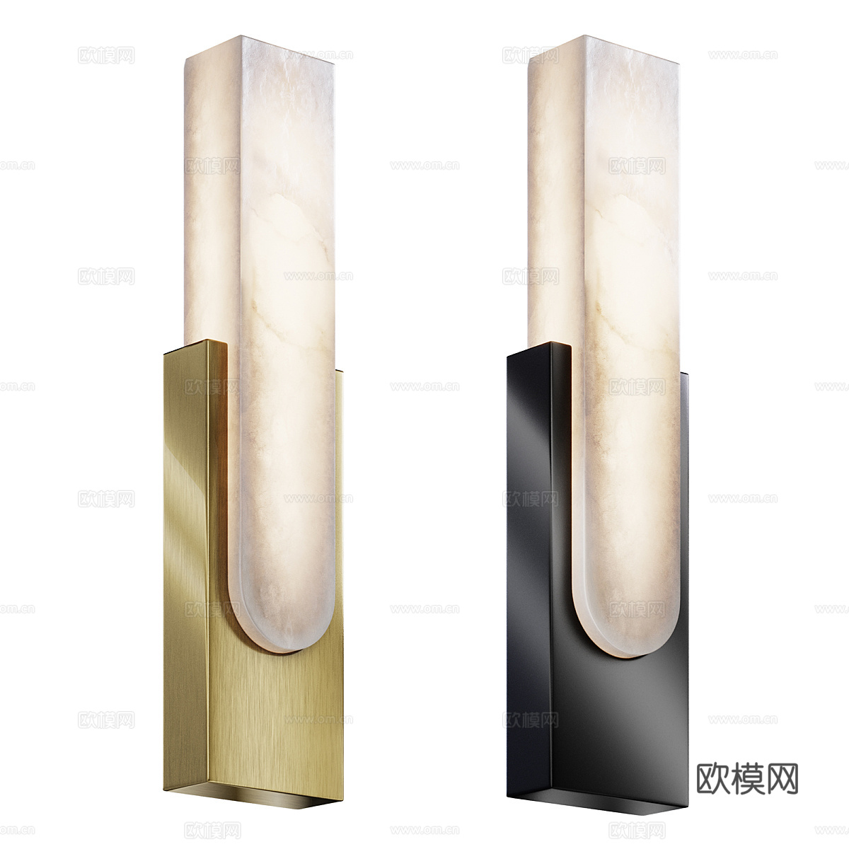 新中式轻奢透光石长条壁灯3d模型