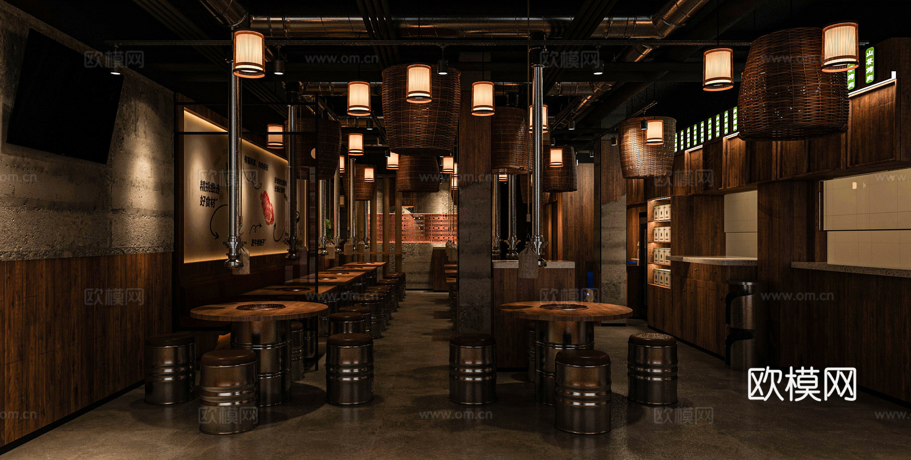 原木风烤肉店3d模型