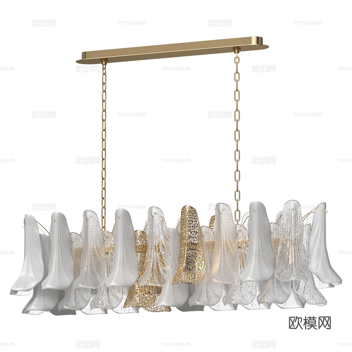 现代意式轻奢金属玻璃装饰吊灯3d模型