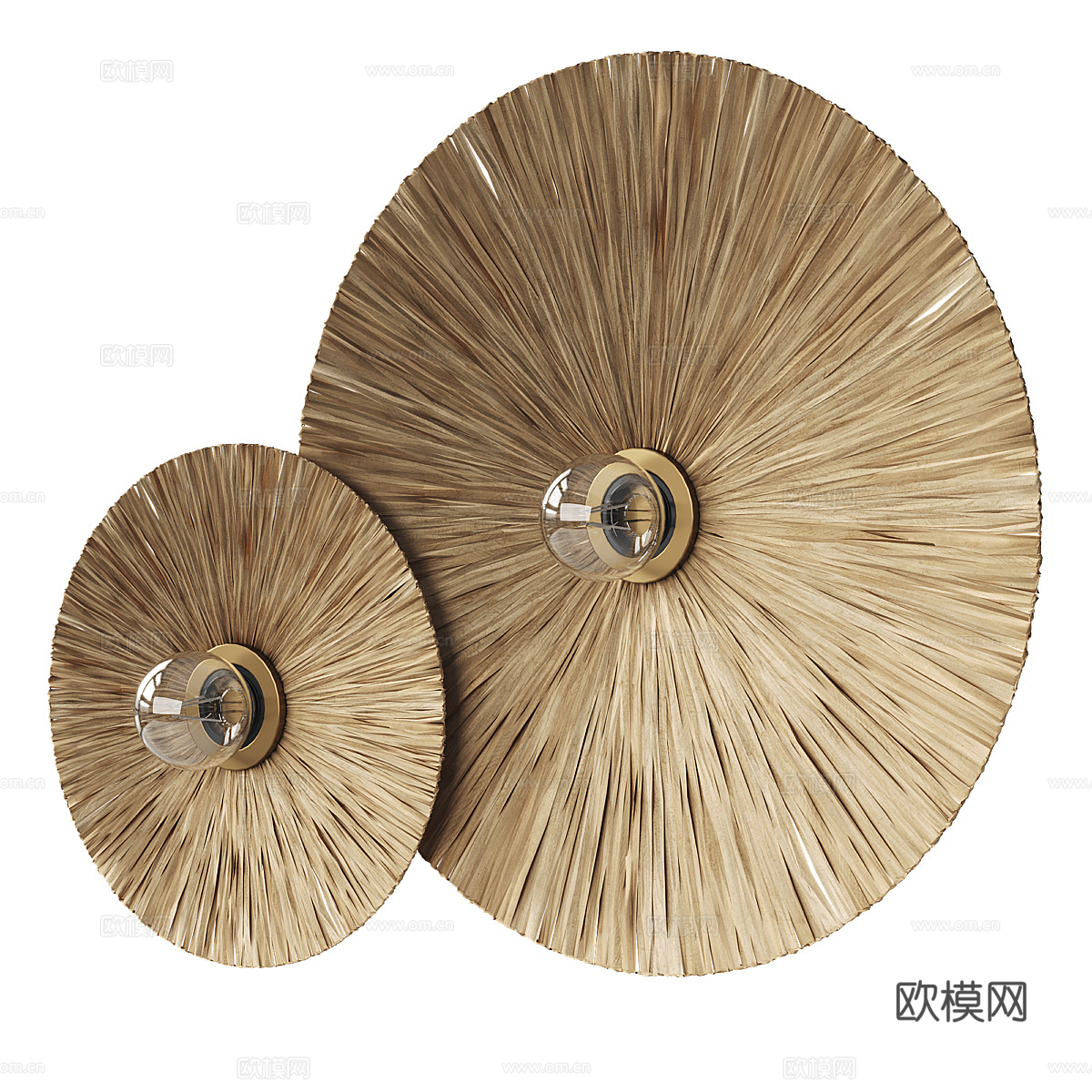 新中式侘寂原生态草编装饰壁灯3d模型
