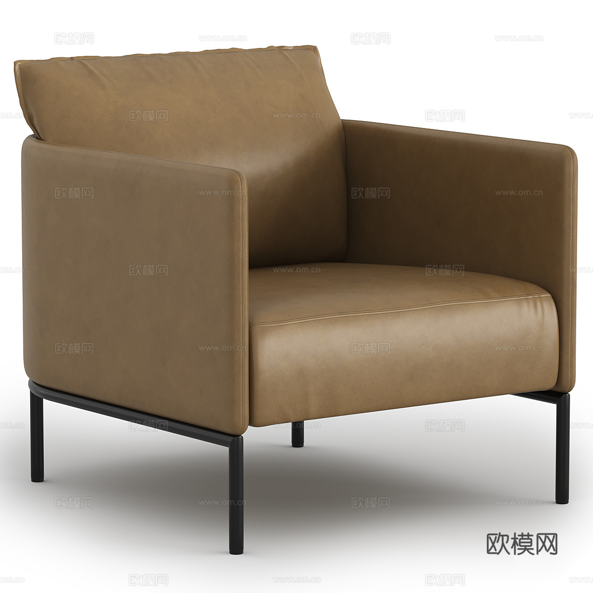 现代意式皮革扶手椅3d模型