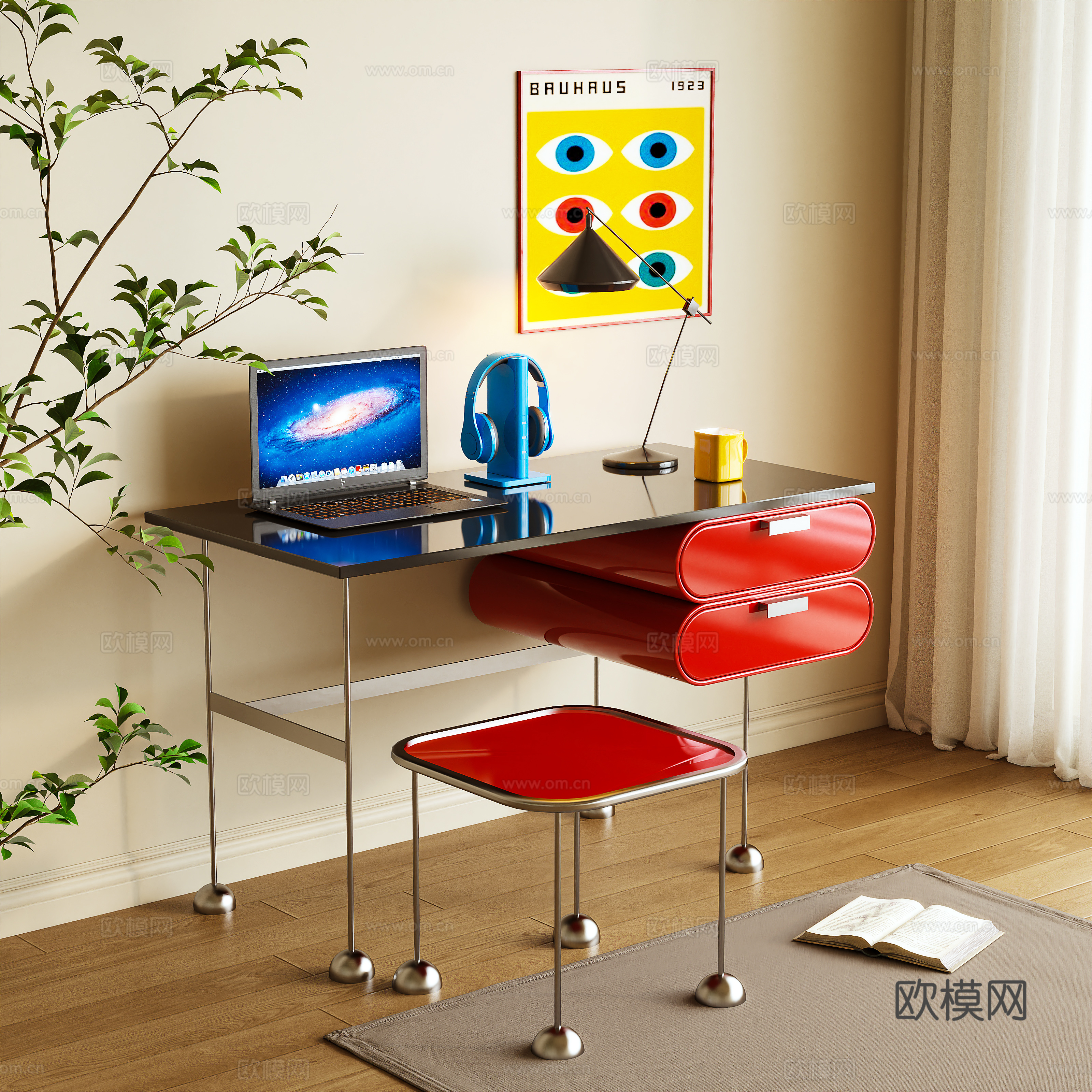 书桌 梳妆台 多巴胺 孟菲斯3d模型
