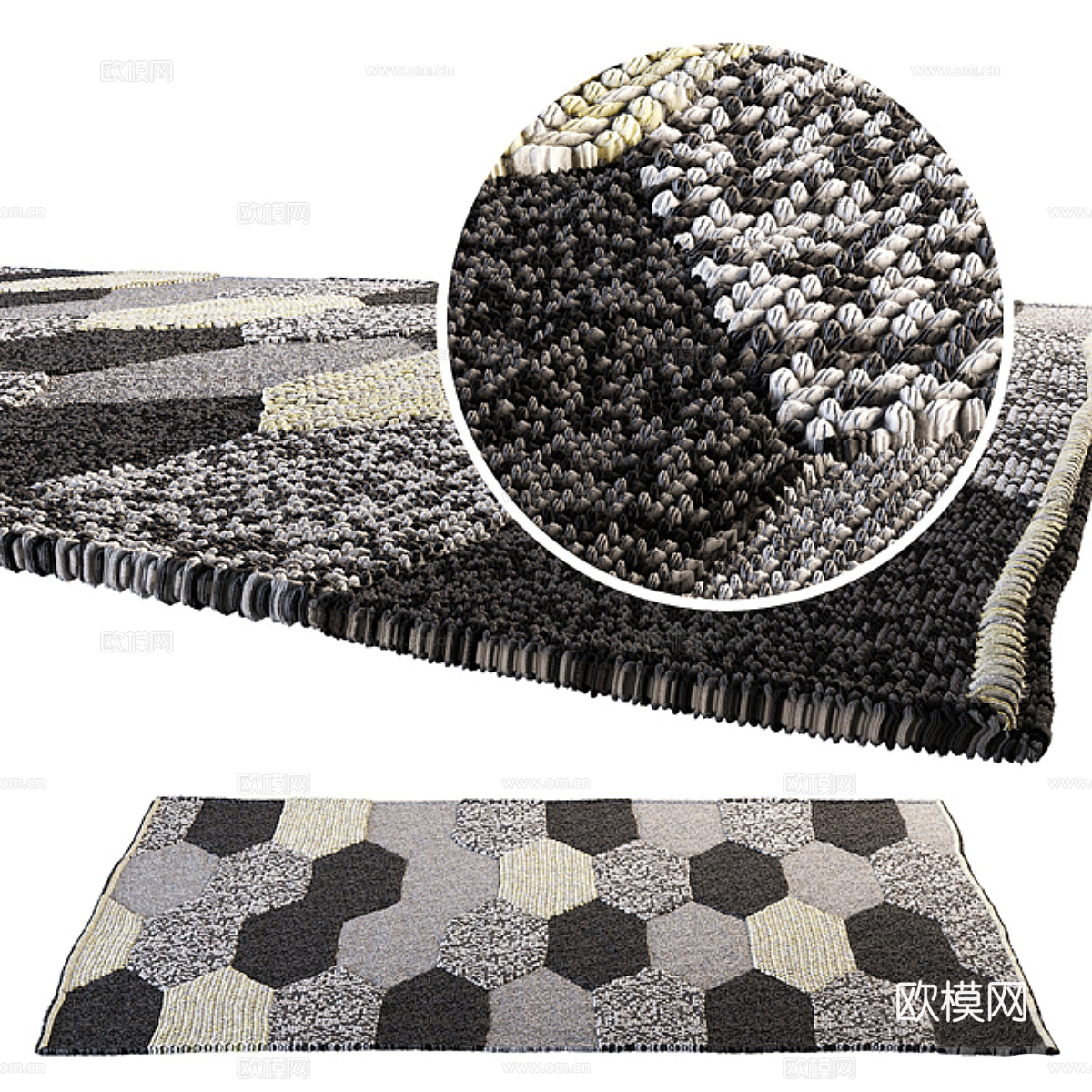 现代意式布艺地毯3d模型