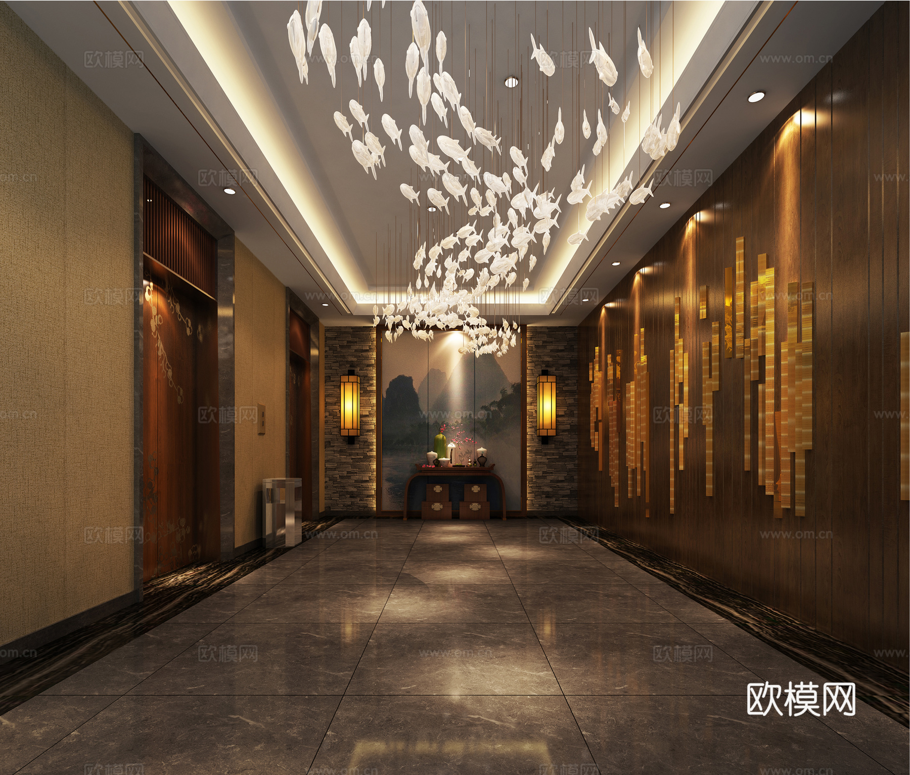 电梯间 走廊3d模型下载（渲染图1）