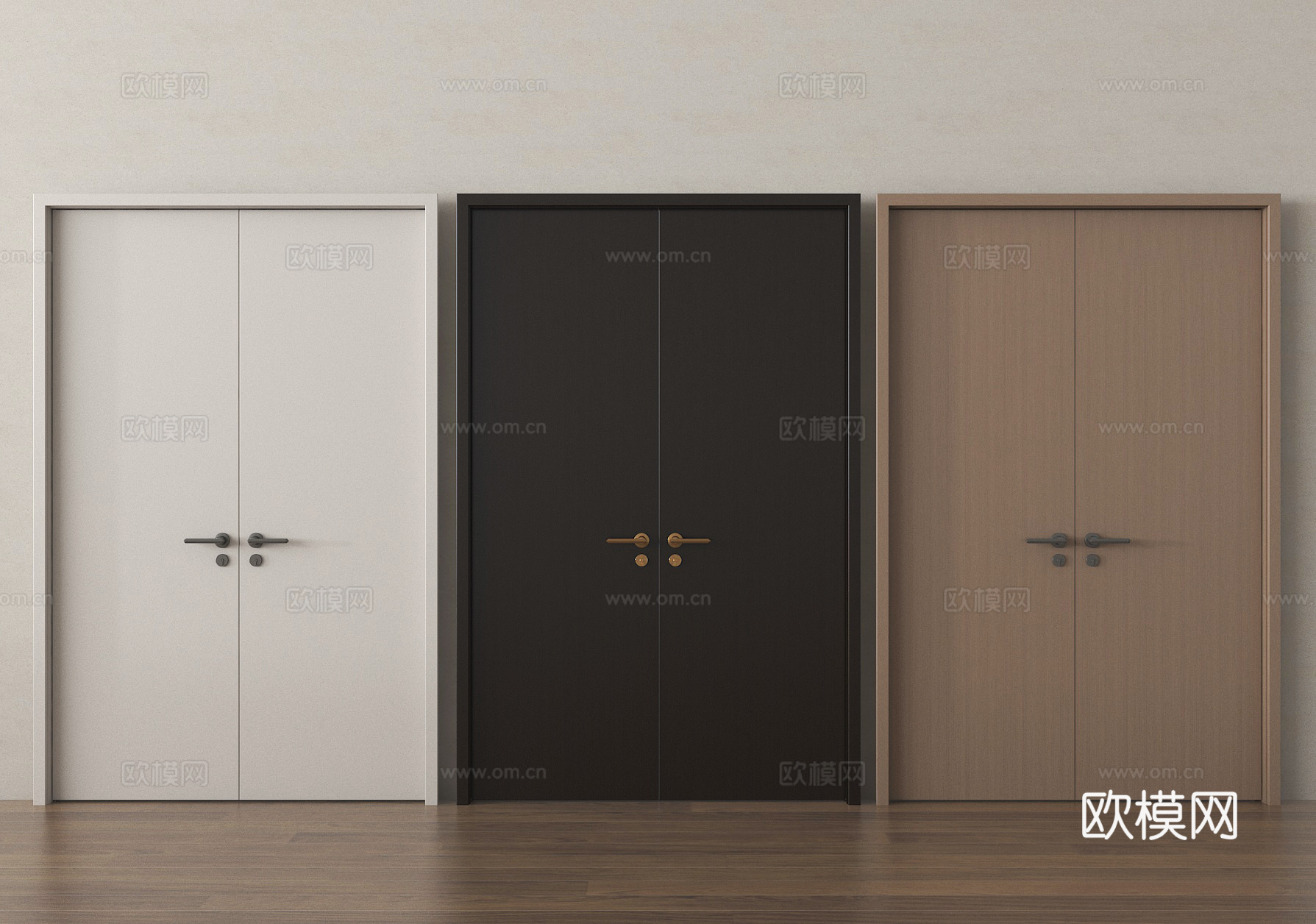 双开门 会议室门3d模型