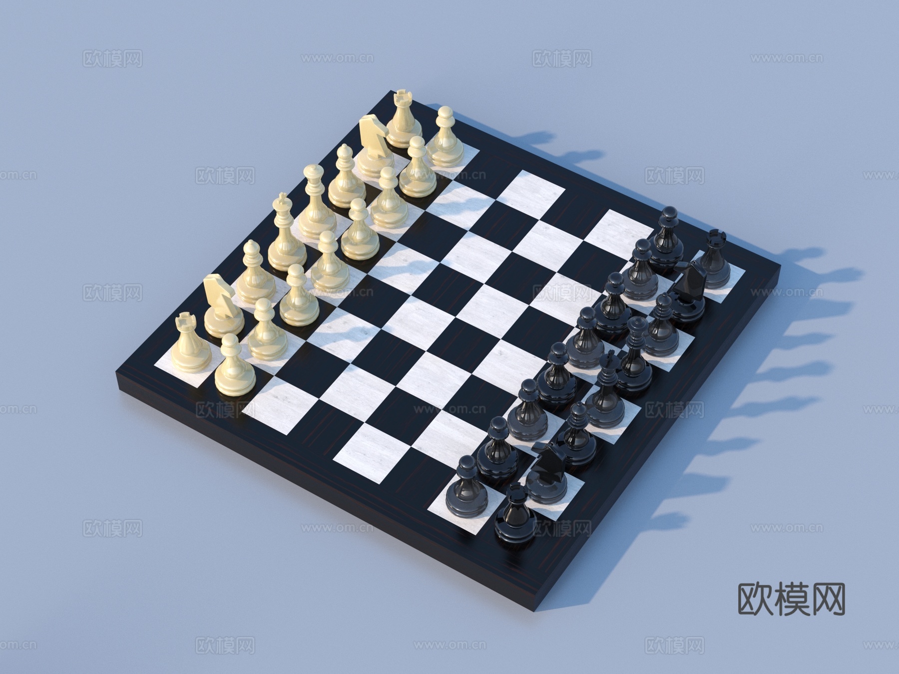 国际象棋 棋盘棋子3d模型