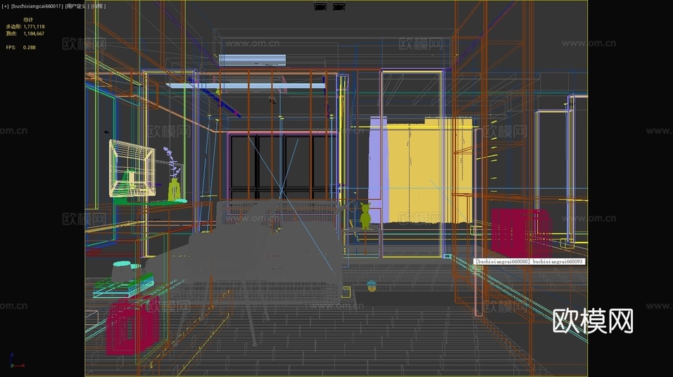 現(xiàn)代男孩房單人椅書桌床品床頭柜衣柜掛畫3d模型下載(渲染圖5)