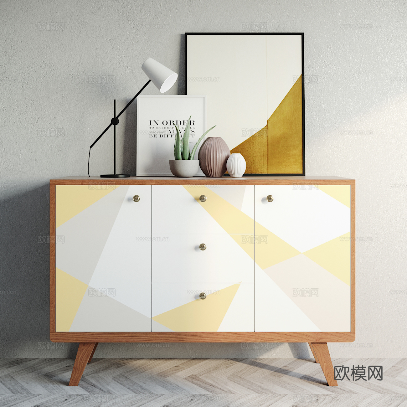 北欧装饰柜摆件组合3d模型