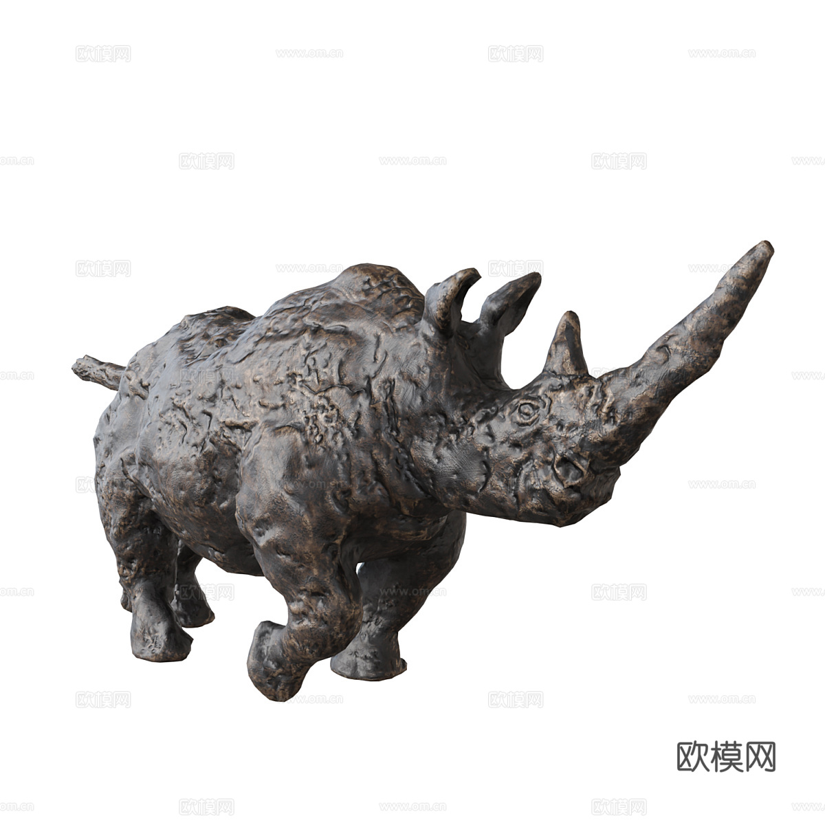 现代犀牛雕塑摆件3d模型
