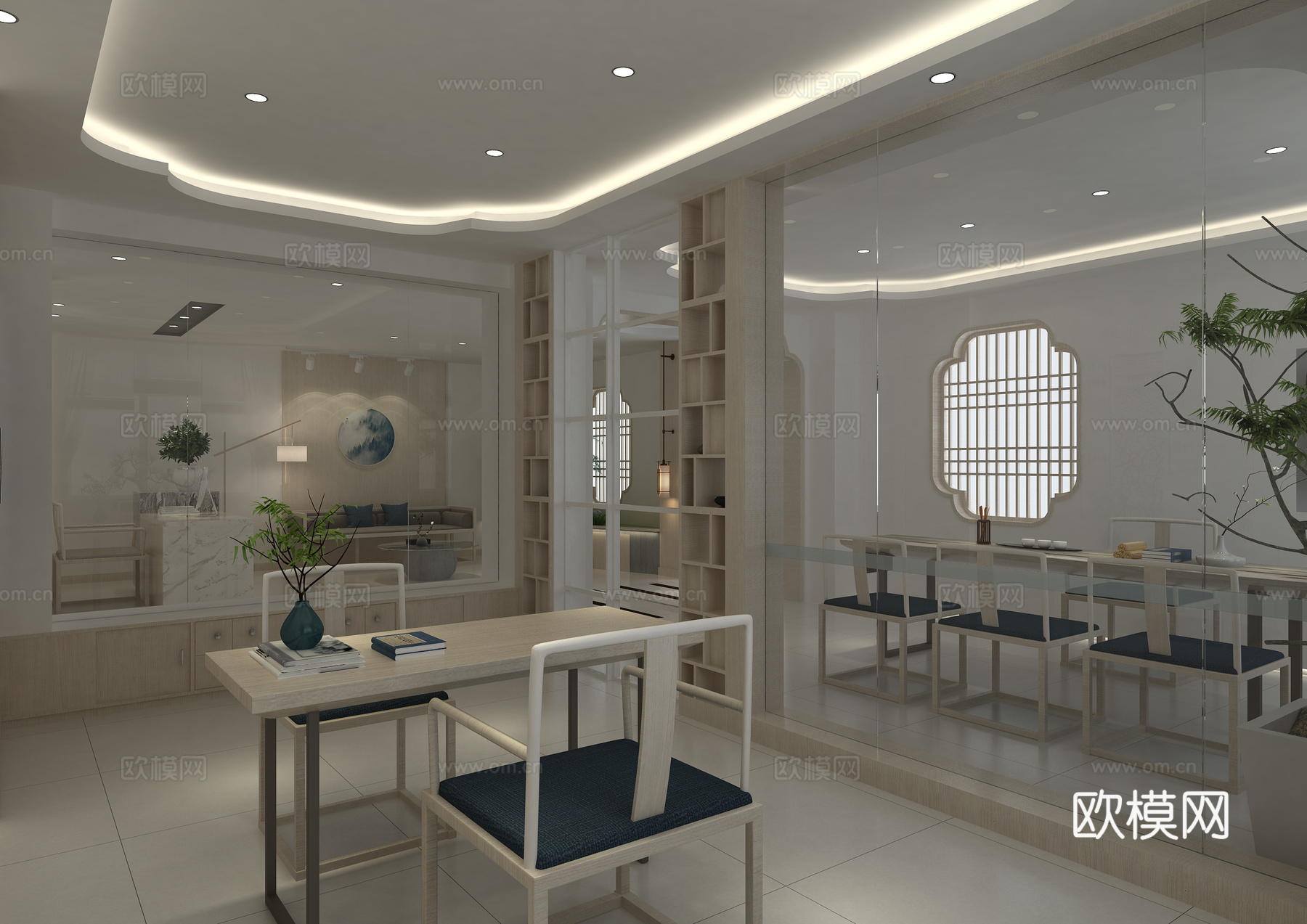 禅意新中式美容院3d模型
