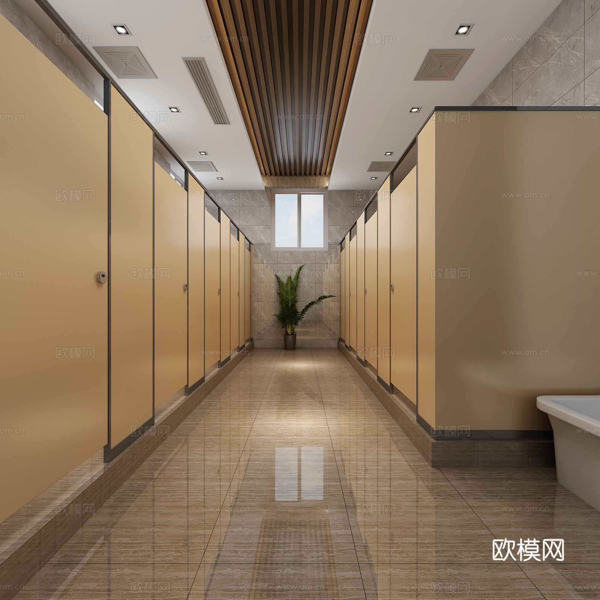 现代公共男女卫生间3d模型