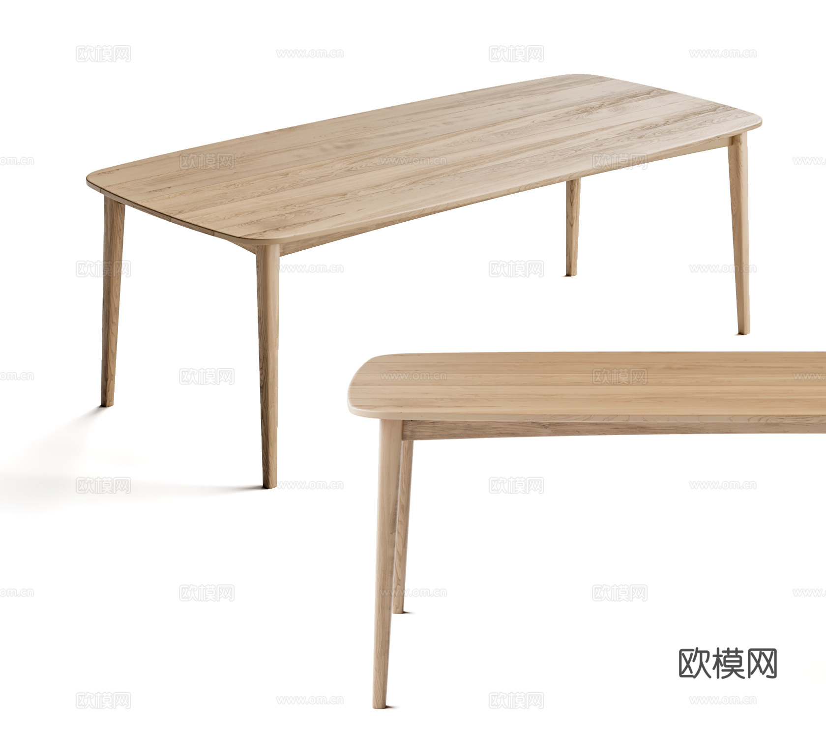 实木餐桌 长方形餐桌 极简餐桌3d模型